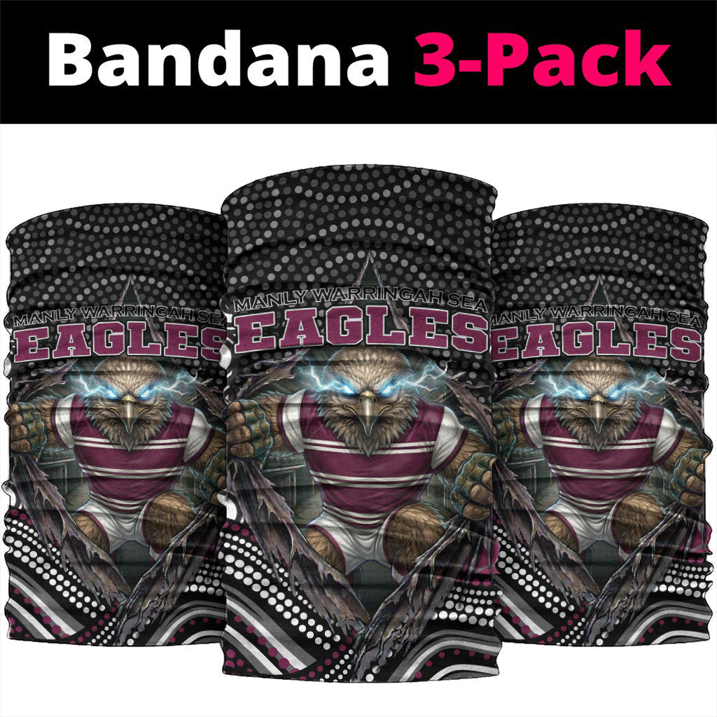 Manly Warringah Sea Eagles Neck Gaiter The Scream of Lightning Eyes - Indigenous Dot Ripping Effect