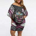 Manly Warringah Sea Eagles Off Shoulder Short Dress The Scream of Lightning Eyes - Indigenous Dot Ripping Effect