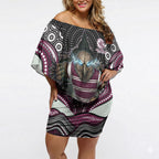 Manly Warringah Sea Eagles Off Shoulder Short Dress The Scream of Lightning Eyes - Indigenous Dot Ripping Effect
