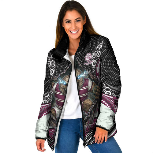Manly Warringah Sea Eagles Padded Jacket The Scream of Lightning Eyes - Indigenous Dot Ripping Effect