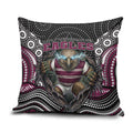 Manly Warringah Sea Eagles Pillow Cover The Scream of Lightning Eyes - Indigenous Dot Ripping Effect