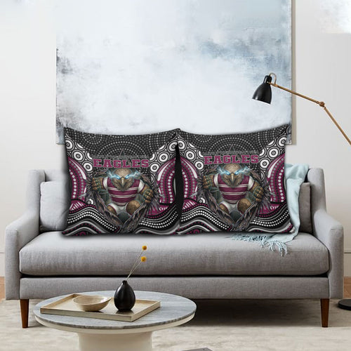 Manly Warringah Sea Eagles Pillow Cover The Scream of Lightning Eyes - Indigenous Dot Ripping Effect