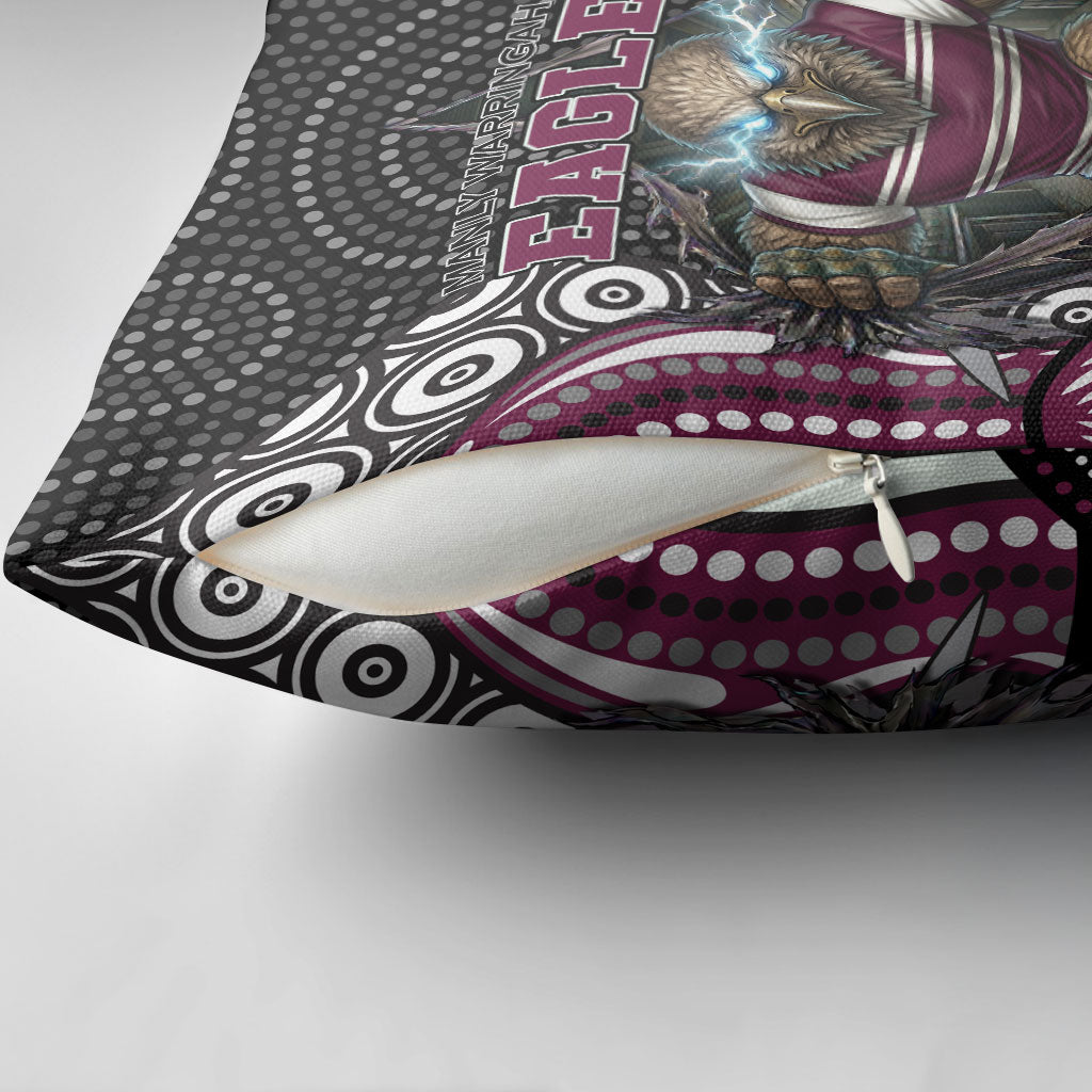 Manly Warringah Sea Eagles Pillow Cover The Scream of Lightning Eyes - Indigenous Dot Ripping Effect
