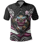 Manly Warringah Sea Eagles Polo Shirt The Scream of Lightning Eyes - Indigenous Dot Ripping Effect