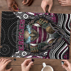 Manly Warringah Sea Eagles Puzzle The Scream of Lightning Eyes - Indigenous Dot Ripping Effect