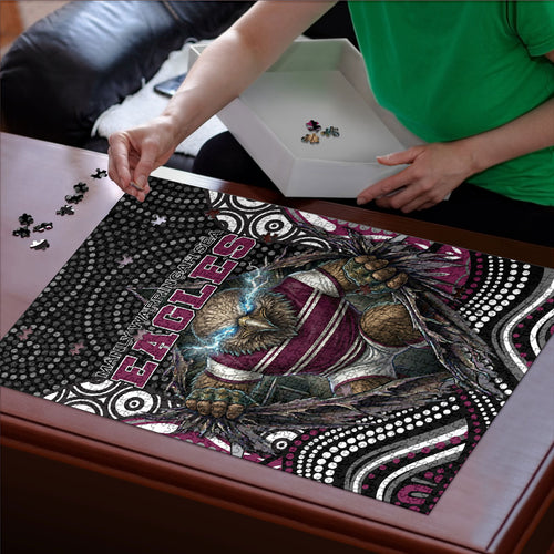 Manly Warringah Sea Eagles Puzzle The Scream of Lightning Eyes - Indigenous Dot Ripping Effect
