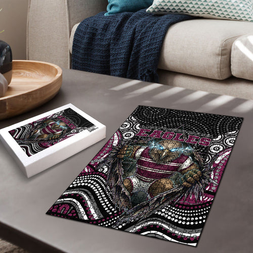 Manly Warringah Sea Eagles Puzzle The Scream of Lightning Eyes - Indigenous Dot Ripping Effect
