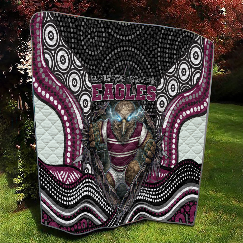 Manly Warringah Sea Eagles Quilt The Scream of Lightning Eyes - Indigenous Dot Ripping Effect