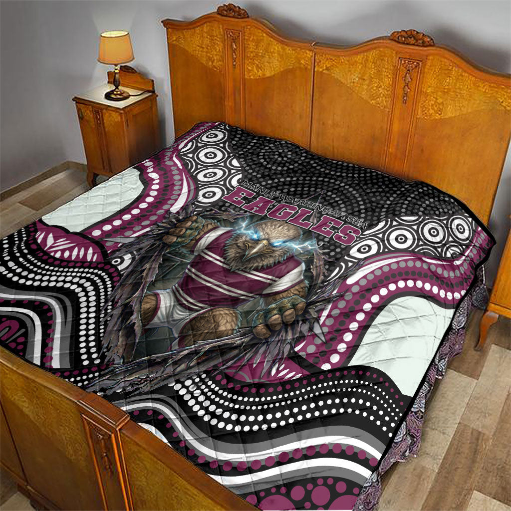Manly Warringah Sea Eagles Quilt The Scream of Lightning Eyes - Indigenous Dot Ripping Effect