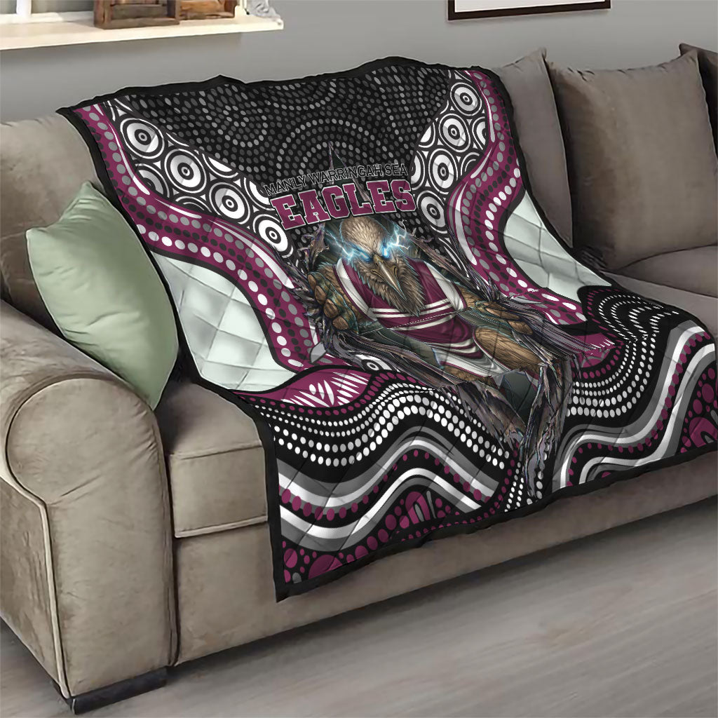 Manly Warringah Sea Eagles Quilt The Scream of Lightning Eyes - Indigenous Dot Ripping Effect