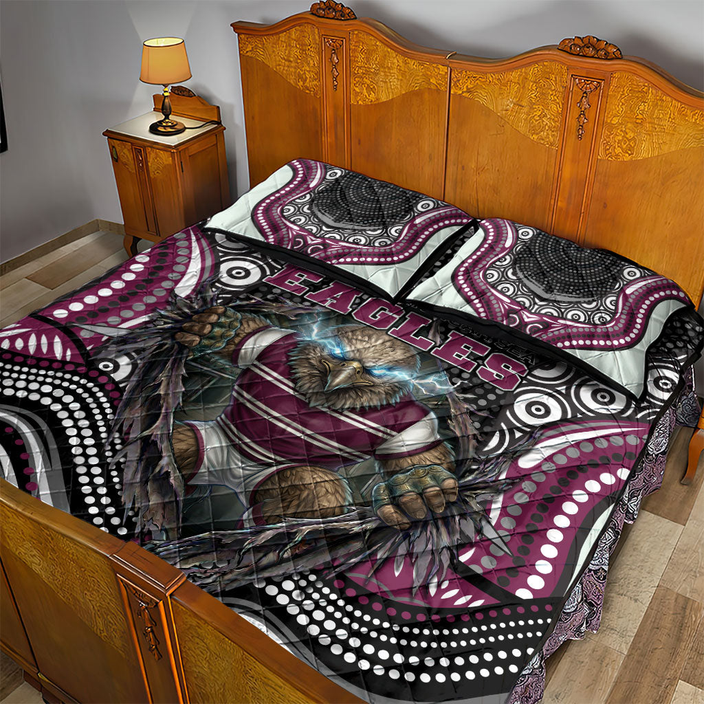 Manly Warringah Sea Eagles Quilt Bed Set The Scream of Lightning Eyes - Indigenous Dot Ripping Effect