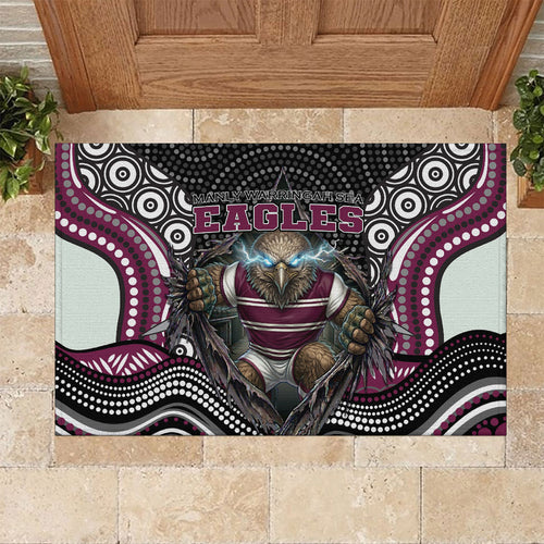 Manly Warringah Sea Eagles Rubber Doormat The Scream of Lightning Eyes - Indigenous Dot Ripping Effect
