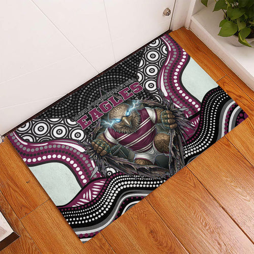 Manly Warringah Sea Eagles Rubber Doormat The Scream of Lightning Eyes - Indigenous Dot Ripping Effect