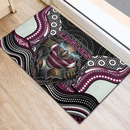Manly Warringah Sea Eagles Rubber Doormat The Scream of Lightning Eyes - Indigenous Dot Ripping Effect