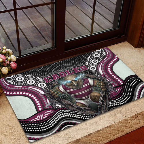 Manly Warringah Sea Eagles Rubber Doormat The Scream of Lightning Eyes - Indigenous Dot Ripping Effect
