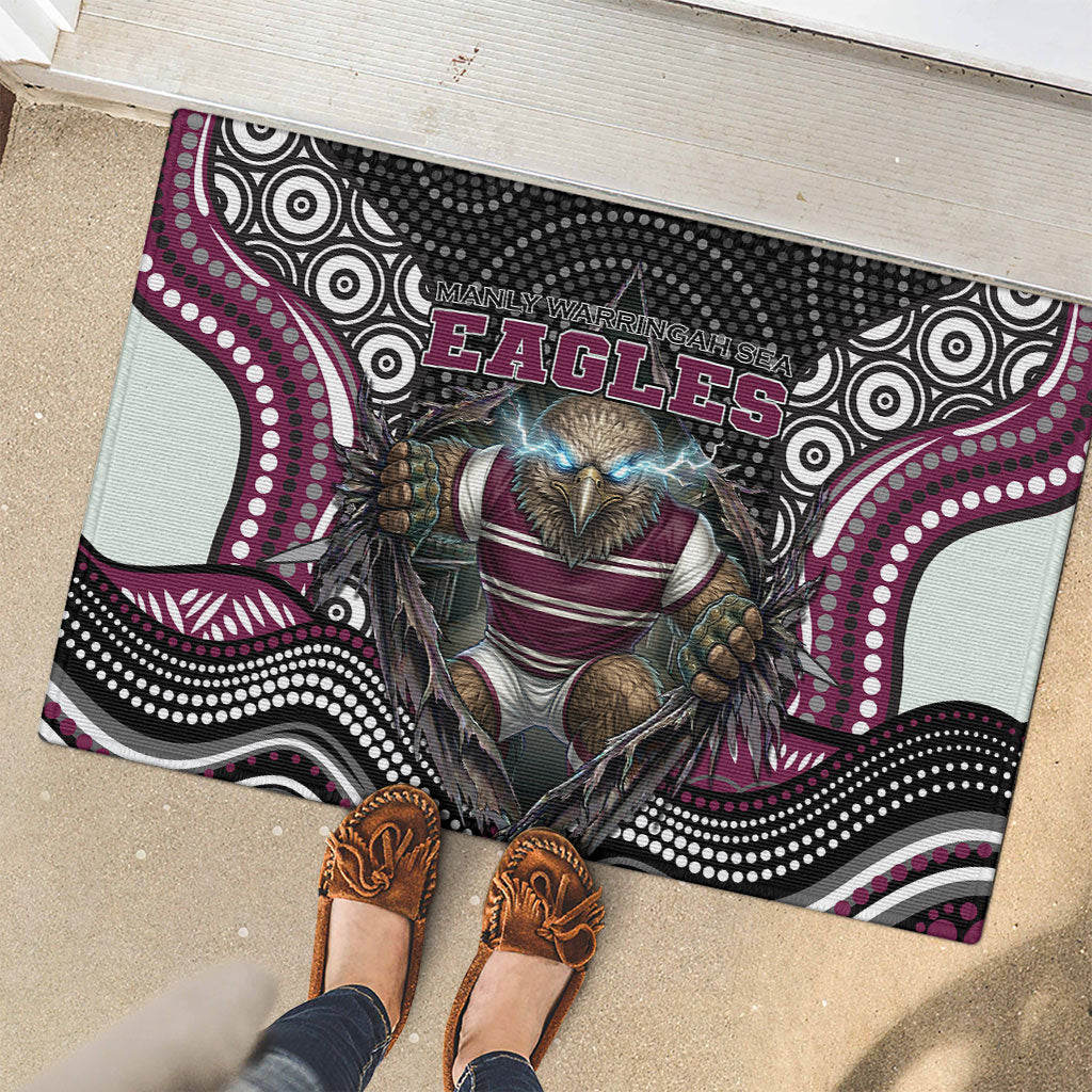 Manly Warringah Sea Eagles Rubber Doormat The Scream of Lightning Eyes - Indigenous Dot Ripping Effect