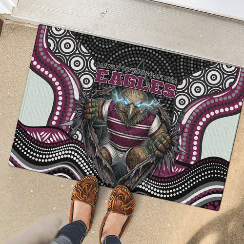 Manly Warringah Sea Eagles Rubber Doormat The Scream of Lightning Eyes - Indigenous Dot Ripping Effect