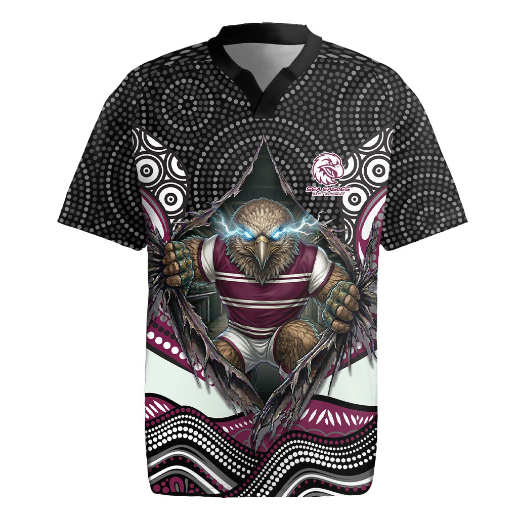 Manly Warringah Sea Eagles Rugby Jersey The Scream of Lightning Eyes - Indigenous Dot Ripping Effect