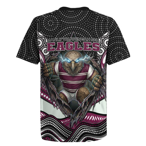 Manly Warringah Sea Eagles Rugby Jersey The Scream of Lightning Eyes - Indigenous Dot Ripping Effect
