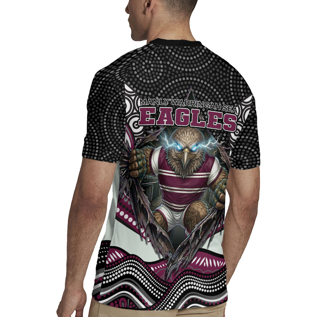 Manly Warringah Sea Eagles Rugby Jersey The Scream of Lightning Eyes - Indigenous Dot Ripping Effect