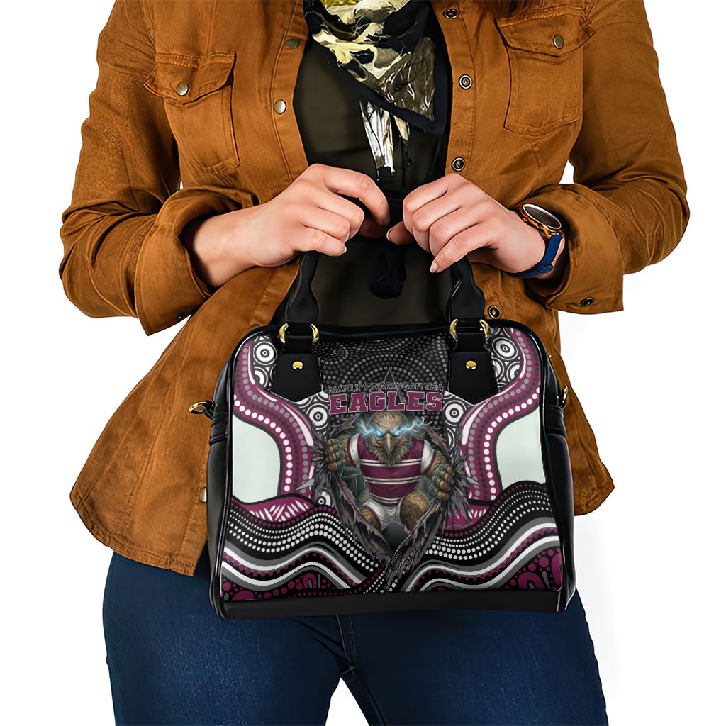 Manly Warringah Sea Eagles Shoulder Handbag The Scream of Lightning Eyes - Indigenous Dot Ripping Effect