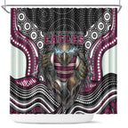 Manly Warringah Sea Eagles Shower Curtain The Scream of Lightning Eyes - Indigenous Dot Ripping Effect