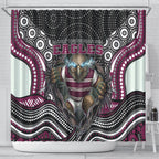Manly Warringah Sea Eagles Shower Curtain The Scream of Lightning Eyes - Indigenous Dot Ripping Effect