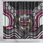 Manly Warringah Sea Eagles Shower Curtain The Scream of Lightning Eyes - Indigenous Dot Ripping Effect