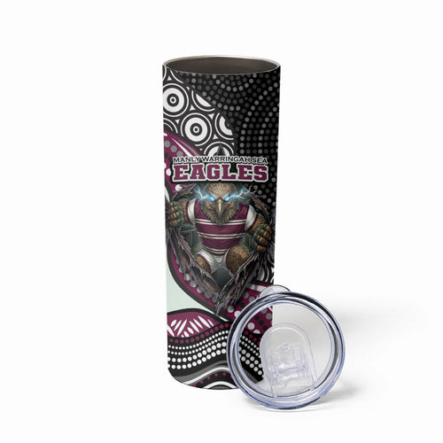 Manly Warringah Sea Eagles Skinny Tumbler The Scream of Lightning Eyes - Indigenous Dot Ripping Effect