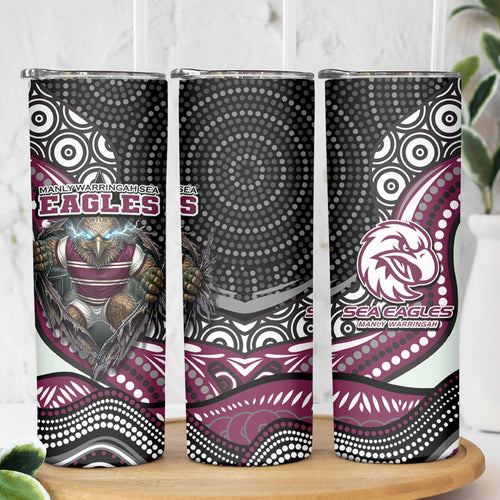 Manly Warringah Sea Eagles Skinny Tumbler The Scream of Lightning Eyes - Indigenous Dot Ripping Effect