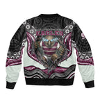 Manly Warringah Sea Eagles Sleeve Zip Bomber Jacket The Scream of Lightning Eyes - Indigenous Dot Ripping Effect