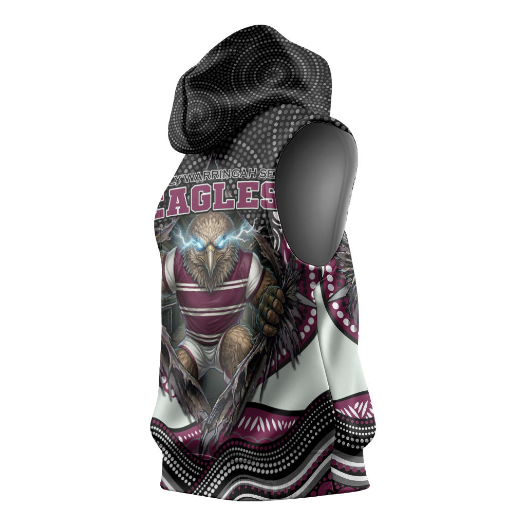 Manly Warringah Sea Eagles Sleeveless Hoodie The Scream of Lightning Eyes - Indigenous Dot Ripping Effect