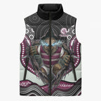 Manly Warringah Sea Eagles Sleeveless Puffer Jacket The Scream of Lightning Eyes - Indigenous Dot Ripping Effect