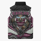 Manly Warringah Sea Eagles Sleeveless Puffer Jacket The Scream of Lightning Eyes - Indigenous Dot Ripping Effect