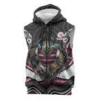 Manly Warringah Sea Eagles Sleeveless Zip Hoodie The Scream of Lightning Eyes - Indigenous Dot Ripping Effect