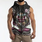 Manly Warringah Sea Eagles Sleeveless Zip Hoodie The Scream of Lightning Eyes - Indigenous Dot Ripping Effect