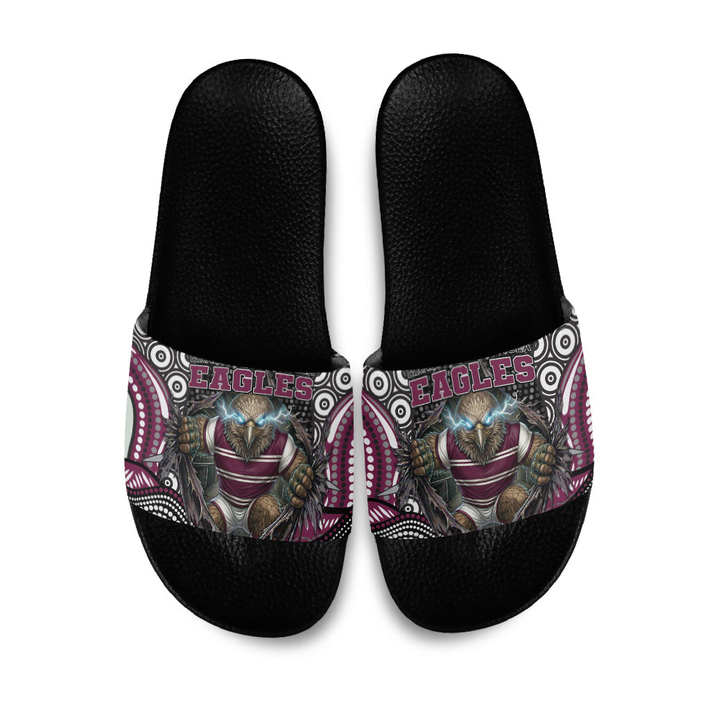 Manly Warringah Sea Eagles Slide Sandals The Scream of Lightning Eyes - Indigenous Dot Ripping Effect