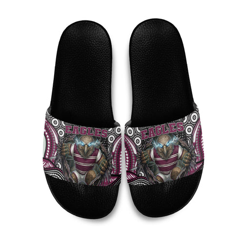 Manly Warringah Sea Eagles Slide Sandals The Scream of Lightning Eyes - Indigenous Dot Ripping Effect