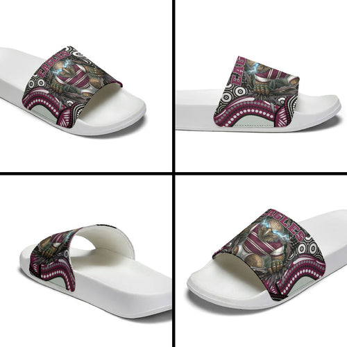 Manly Warringah Sea Eagles Slide Sandals The Scream of Lightning Eyes - Indigenous Dot Ripping Effect