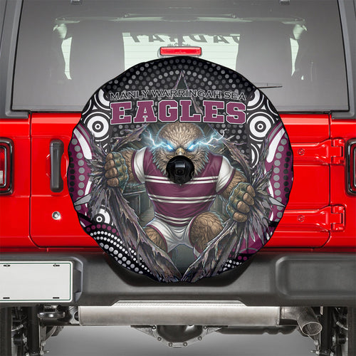 Manly Warringah Sea Eagles Spare Tire Cover The Scream of Lightning Eyes - Indigenous Dot Ripping Effect