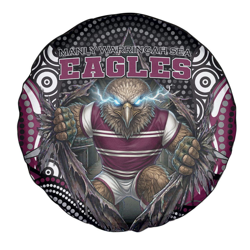 Manly Warringah Sea Eagles Spare Tire Cover The Scream of Lightning Eyes - Indigenous Dot Ripping Effect