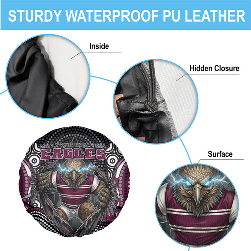 Manly Warringah Sea Eagles Spare Tire Cover The Scream of Lightning Eyes - Indigenous Dot Ripping Effect