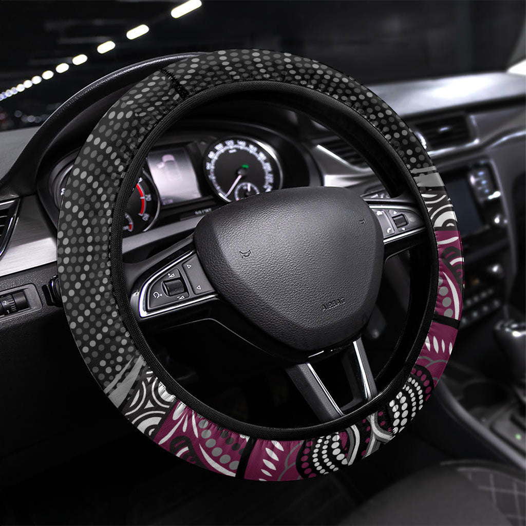 Manly Warringah Sea Eagles Steering Wheel Cover The Scream of Lightning Eyes - Indigenous Dot Ripping Effect