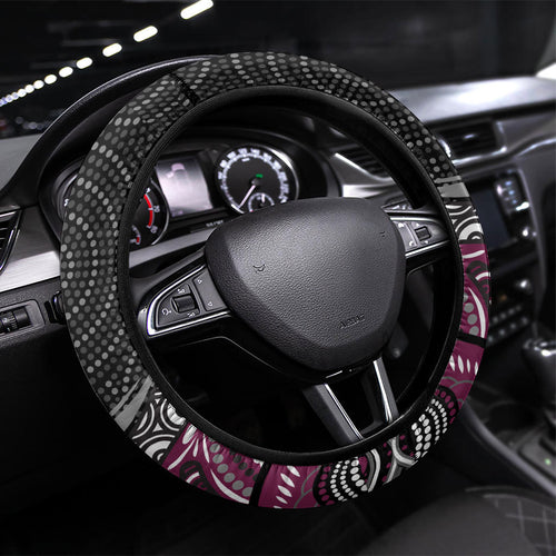 Manly Warringah Sea Eagles Steering Wheel Cover The Scream of Lightning Eyes - Indigenous Dot Ripping Effect