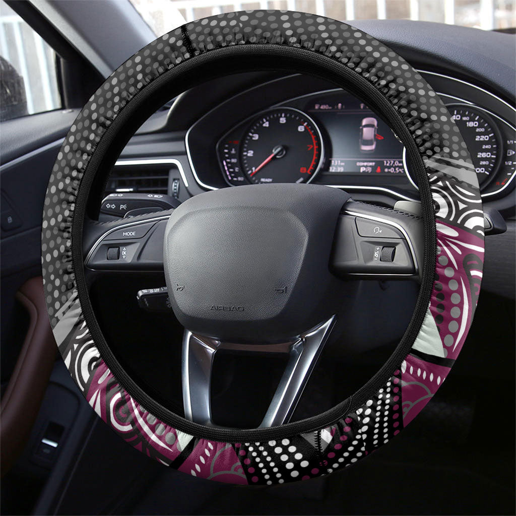 Manly Warringah Sea Eagles Steering Wheel Cover The Scream of Lightning Eyes - Indigenous Dot Ripping Effect