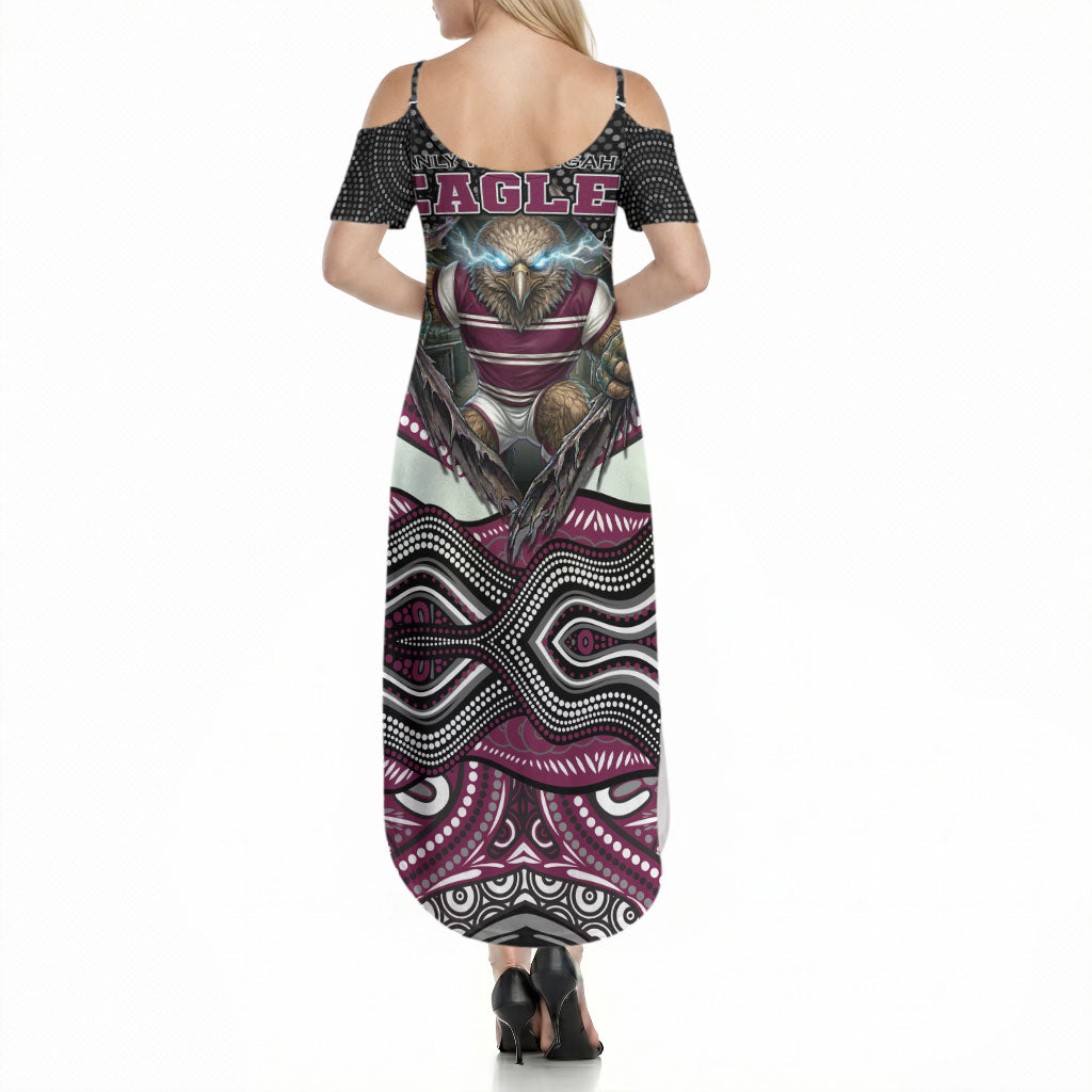 Manly Warringah Sea Eagles Summer Maxi Dress The Scream of Lightning Eyes - Indigenous Dot Ripping Effect