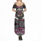 Manly Warringah Sea Eagles Summer Maxi Dress The Scream of Lightning Eyes - Indigenous Dot Ripping Effect