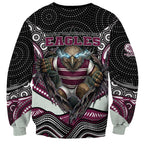 Manly Warringah Sea Eagles Sweatshirt The Scream of Lightning Eyes - Indigenous Dot Ripping Effect