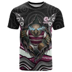 Manly Warringah Sea Eagles T Shirt The Scream of Lightning Eyes - Indigenous Dot Ripping Effect