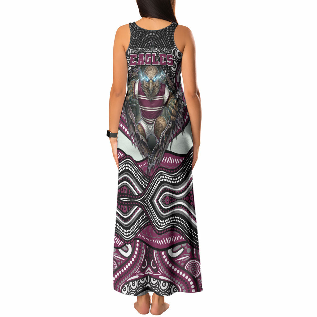 Manly Warringah Sea Eagles Tank Maxi Dress The Scream of Lightning Eyes - Indigenous Dot Ripping Effect